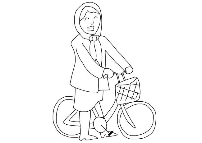 Sketch of a Woman on a bicycle
