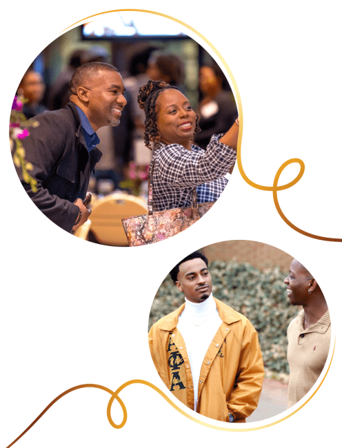 a compilation of circular images of Black men and women