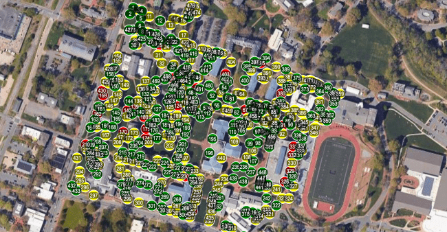 ArborScope Map showing locations where trees in the inventory are located