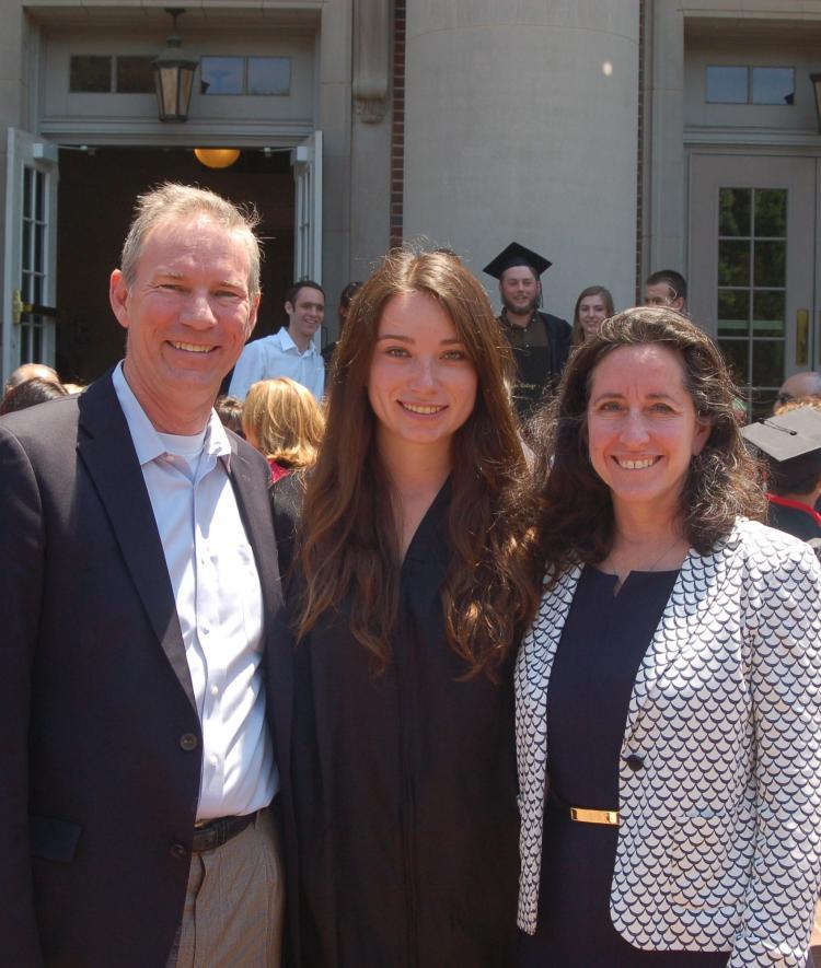 Katie Layendecker, Class of 2015, and her parents, who established the Internship Fund.