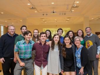 Jewish students and chaplains smile at the camera