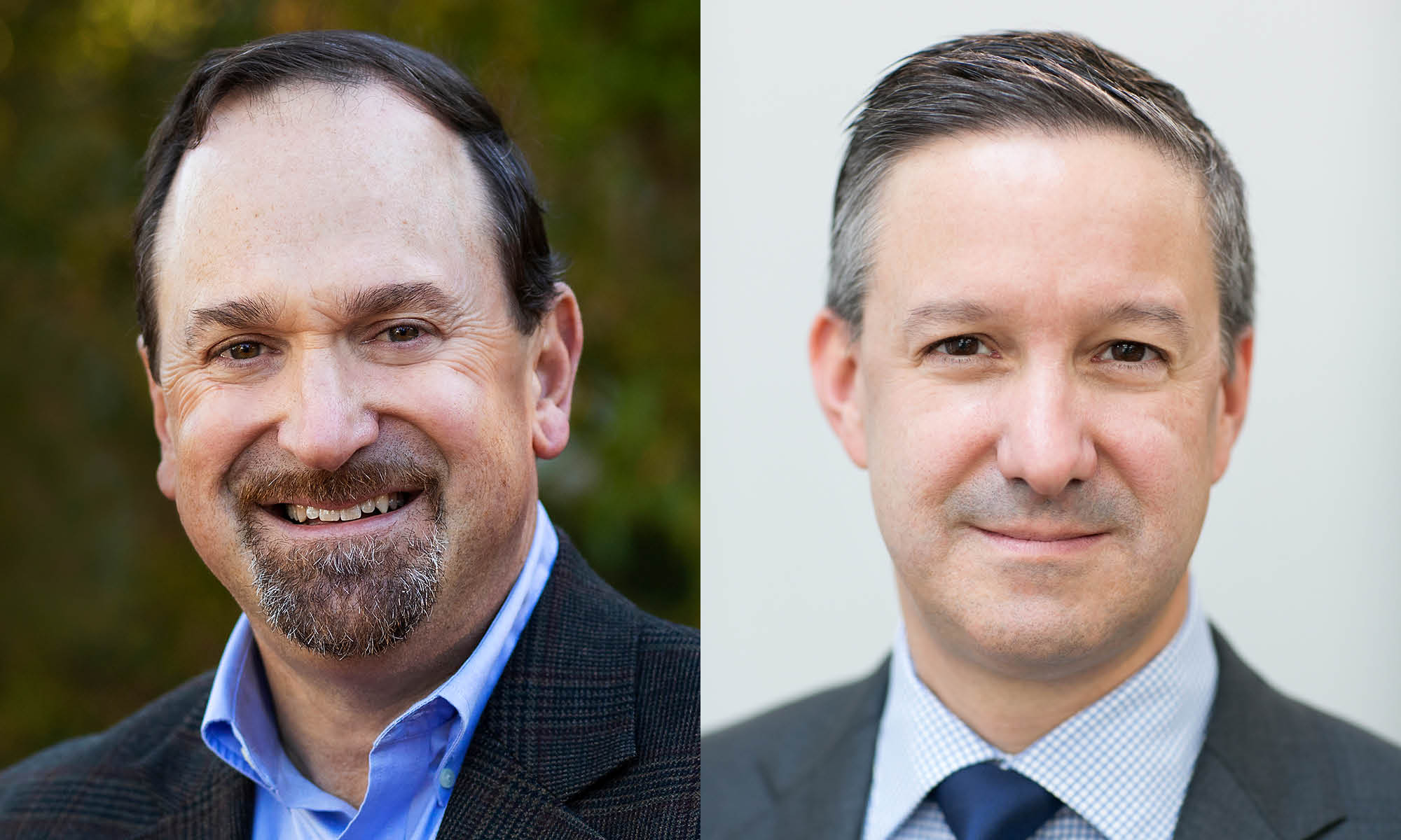 Chris Gruber, left, and Jeff Selingo, right, professional headshots 