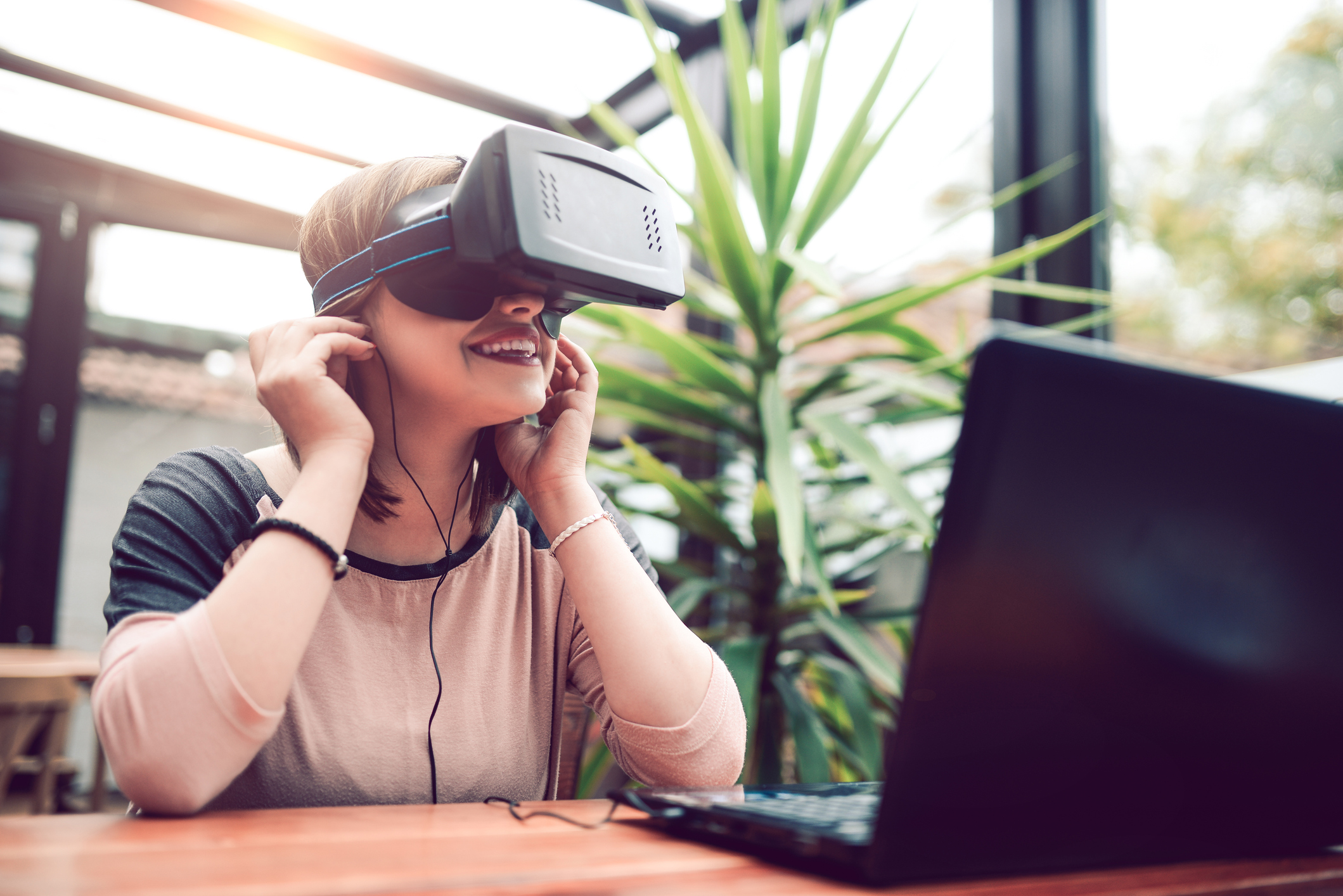 Female with Virtual Reality Headset