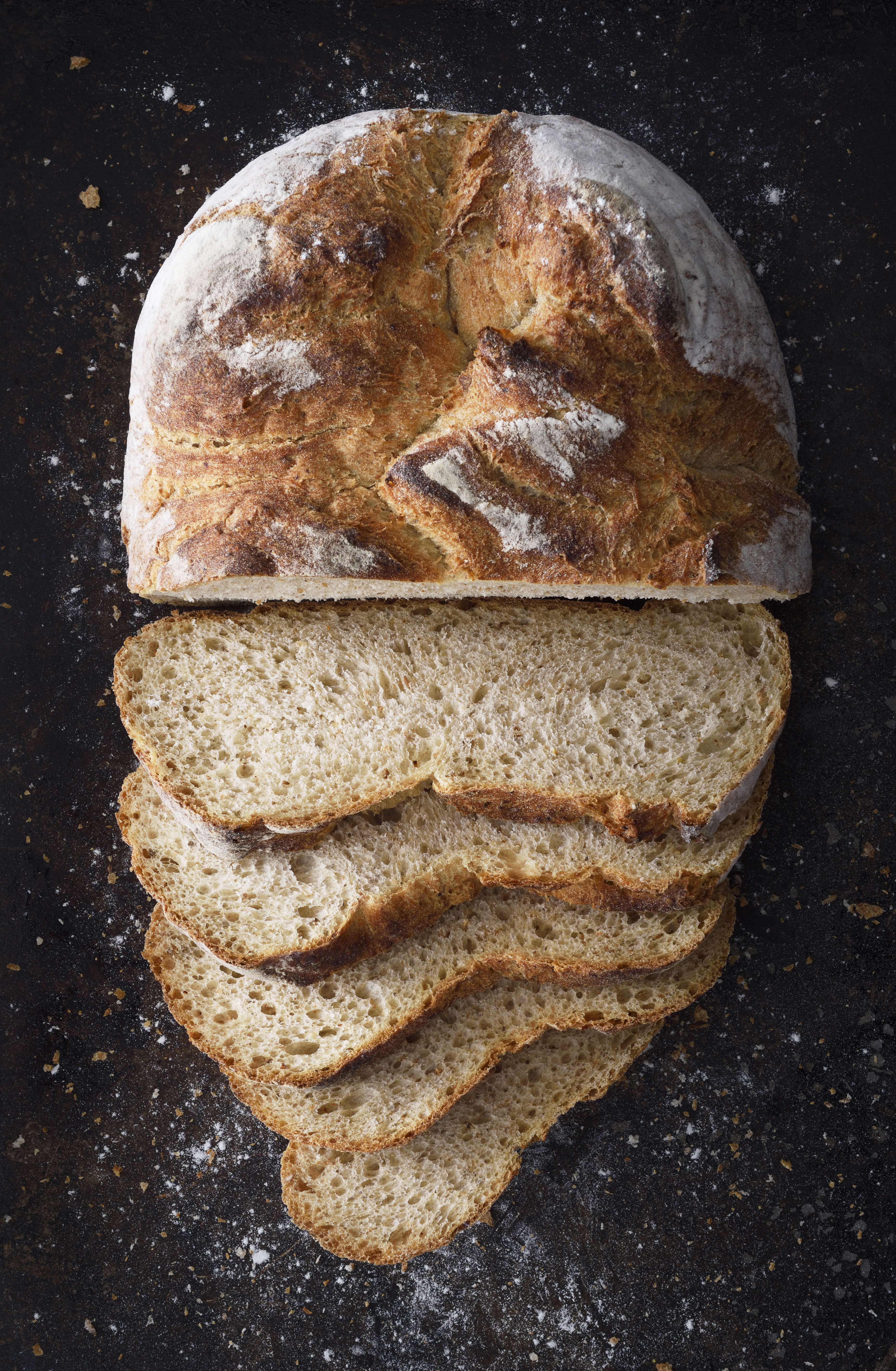 Loaf of freshly baked sliced bread