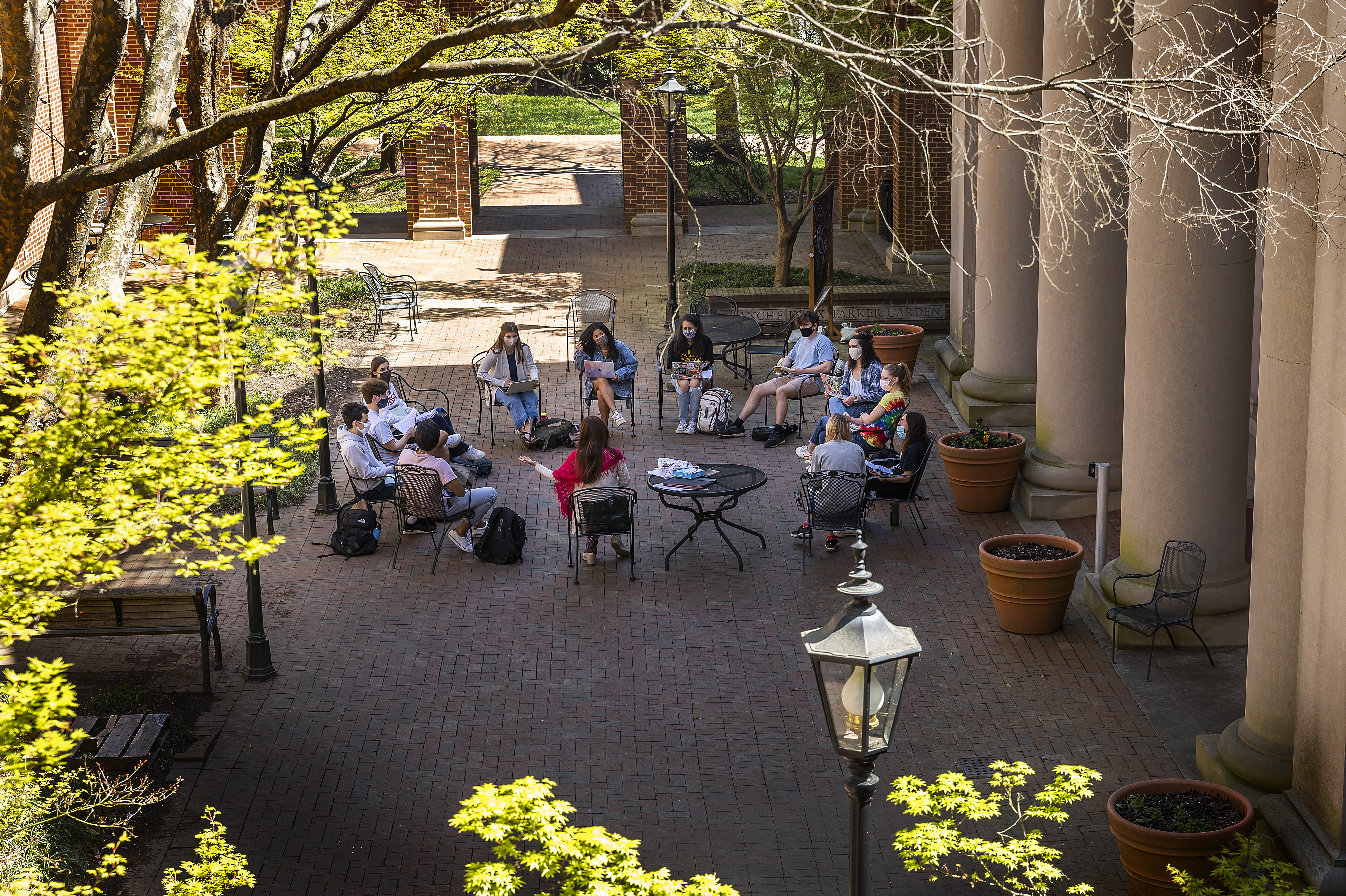 Campus Scenes outside classroom in the courtyard