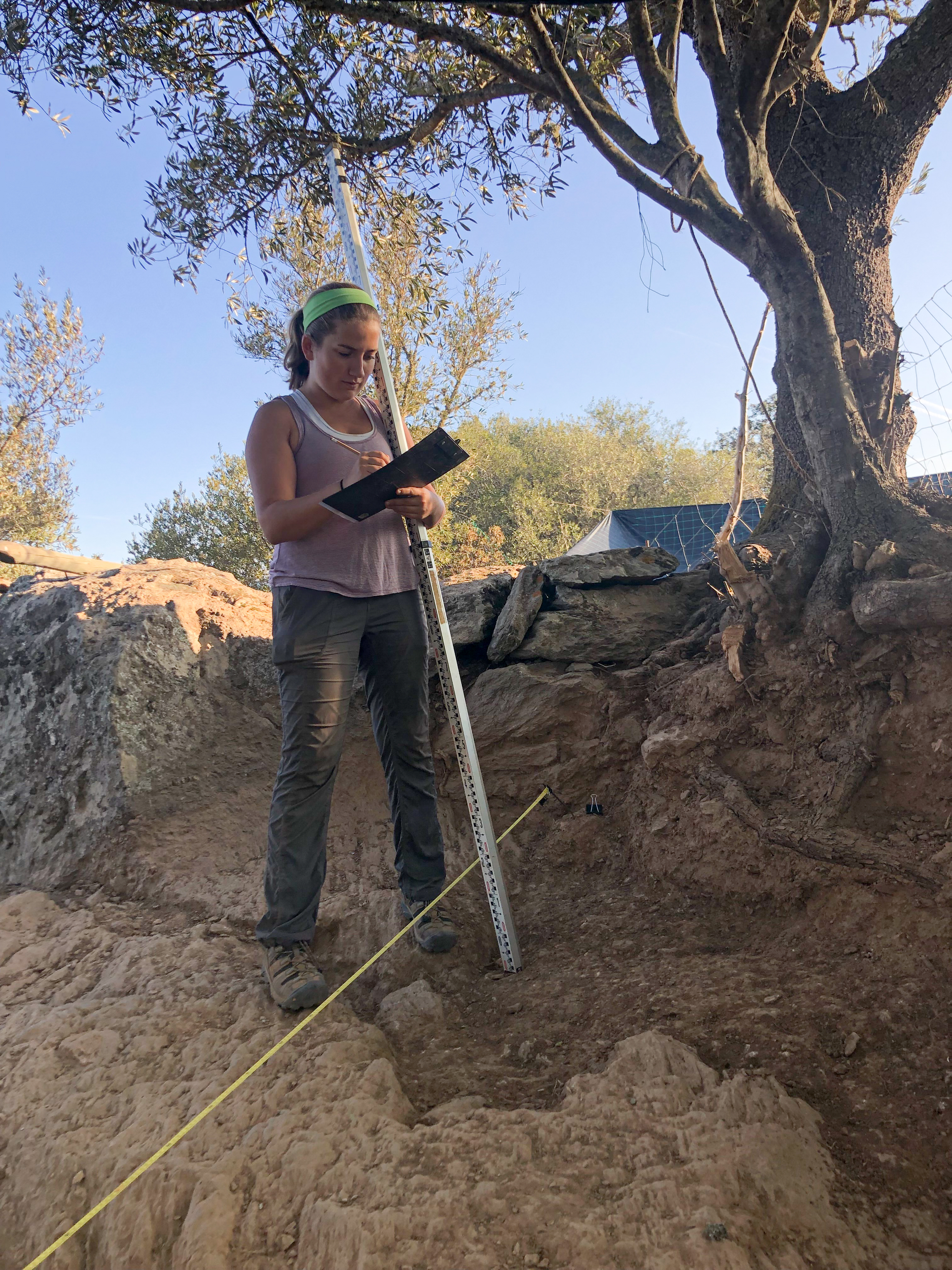 Davidson Student Eleanor Lilly at archaeolgical dig site in Portugal