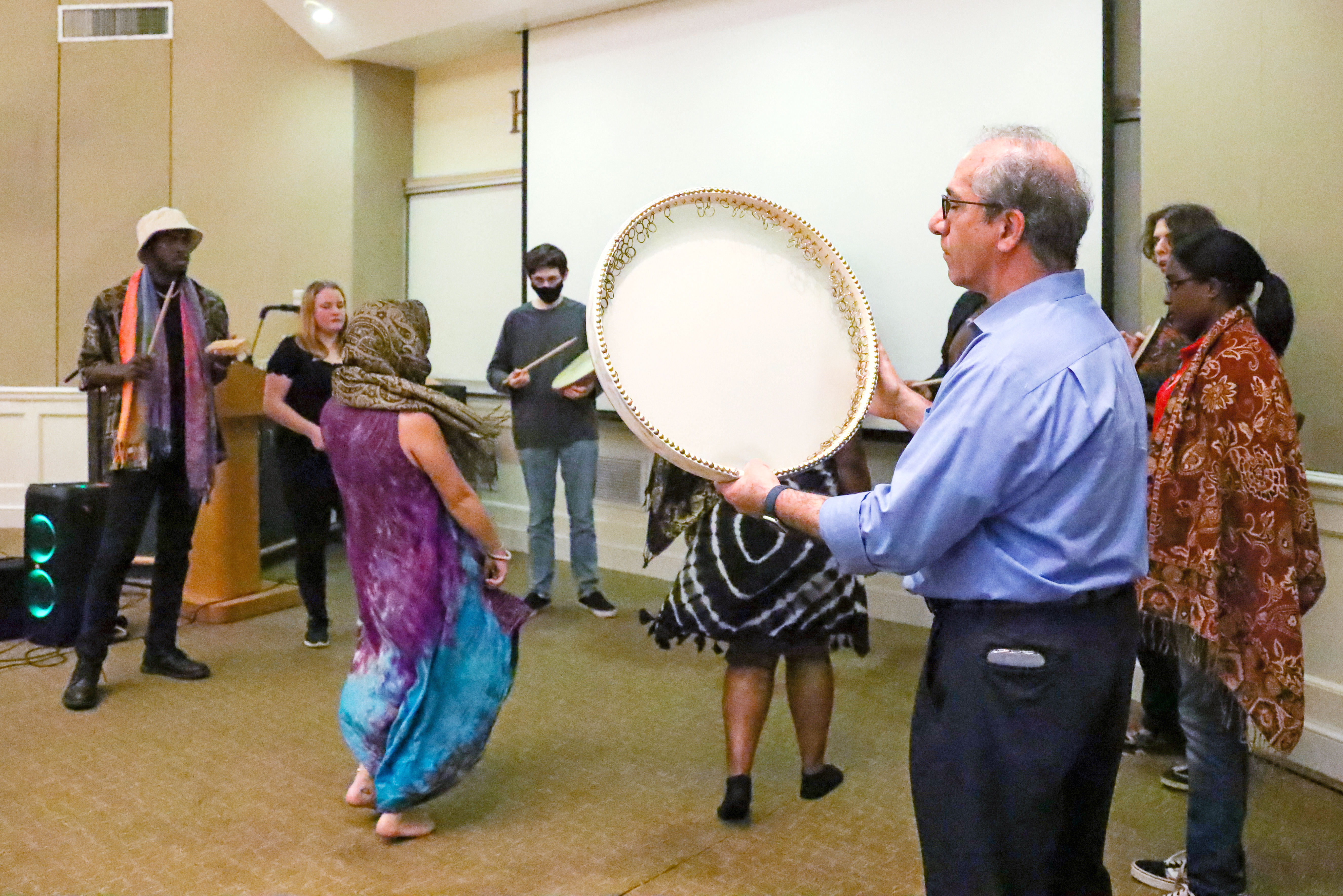 Iranian musician Shahram Mazhari with students