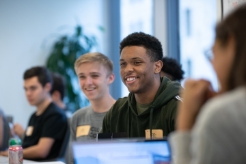 John Billups ’22 smiling in classroom