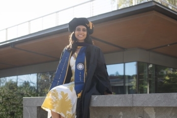 Ghatlia graduating from law school at the University of California, Berkeley in 2022