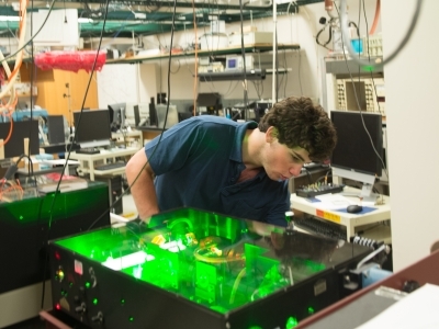 Physics Lab w Equipment Green Light