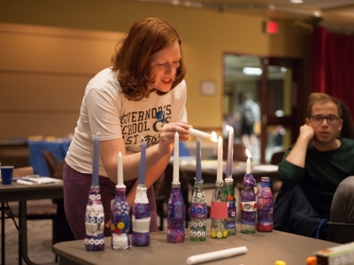 Students Lighting Candles During Hanukkah Celebration