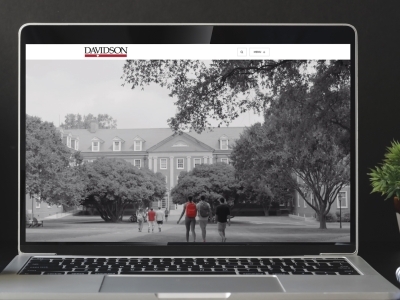 Laptop with davidson.edu site on screen