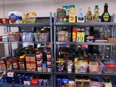 Shelves Stocked with Food in Davidson's Lula Bell's Resource Center 