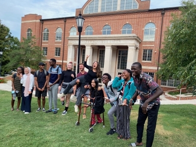 Davidson Alvarez Scholars together outside College Union