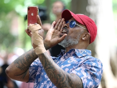 parent in crowd at Commencement 2020