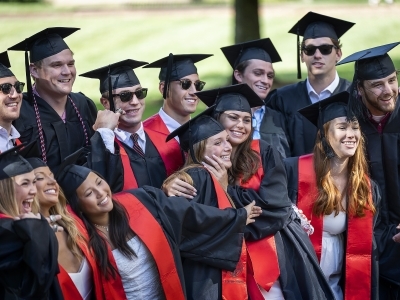 Group of students smiling from Commencement for Class of 2022