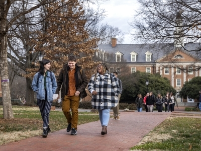 Students walking on campus