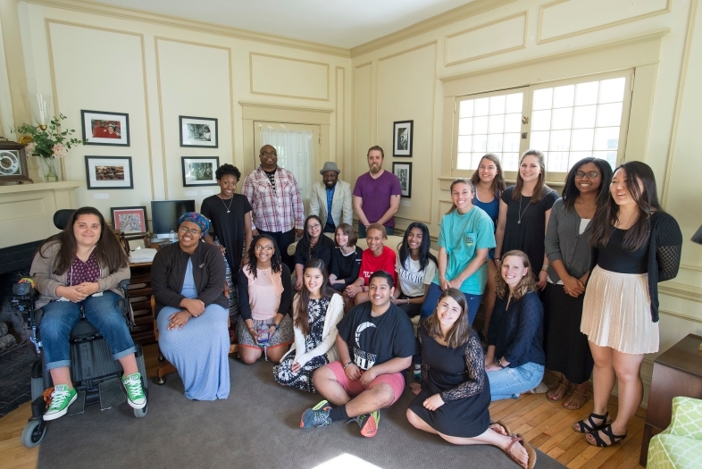 Large group of sociology professors and students gather and pose for a photo