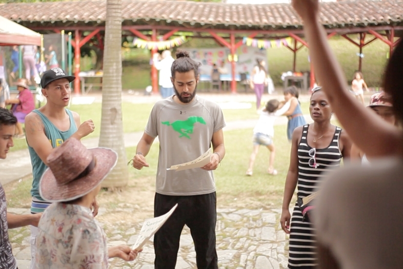 Student with other people in the park