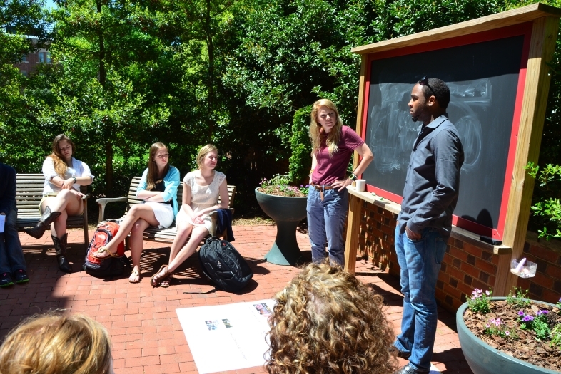 Students in an outdoor classroom