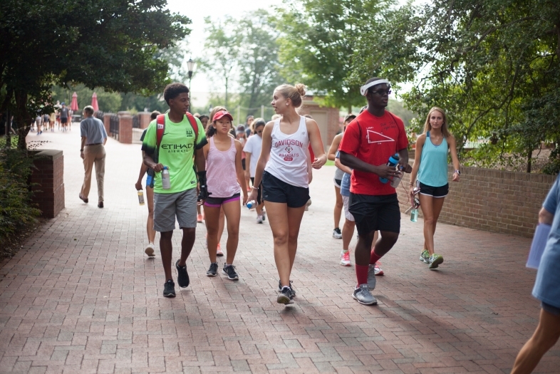 Group of student walk on campus