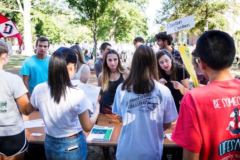 Activities Fair booth for Davidson Outdoors where members of the club recruit other students