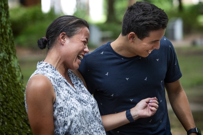 Student with Family Member Laughing