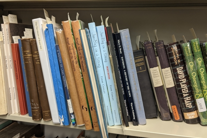 shelf of book from Davidson special collections 