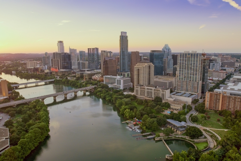 Austin, Texas skyline at sunset