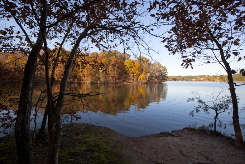 fall foliage on Lake Norman in North Carolina