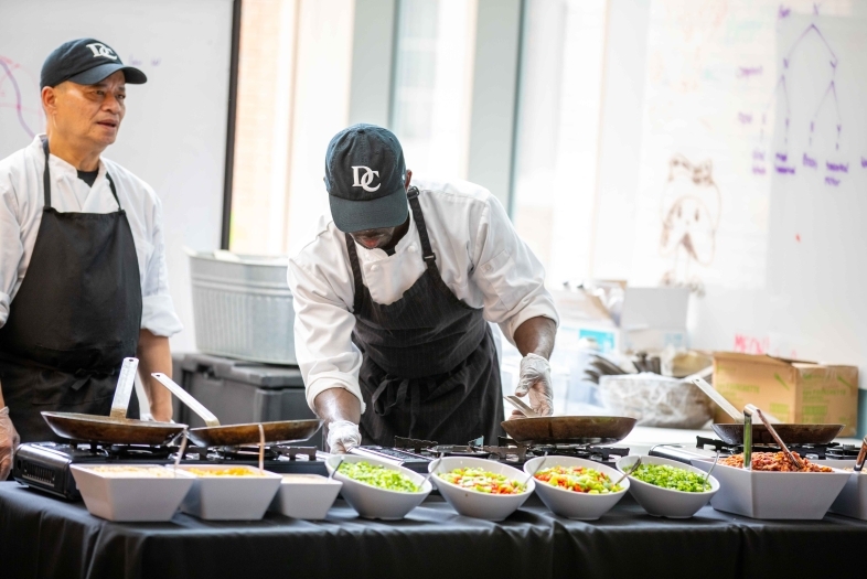 Dining Services Senior Celebration chefs serving food