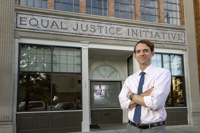 Mickey Hubbard '08 outside of the Equal Justice Initiative building