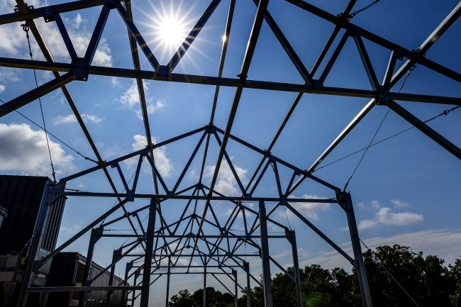 completed roof frames of Davidson College greenhouse