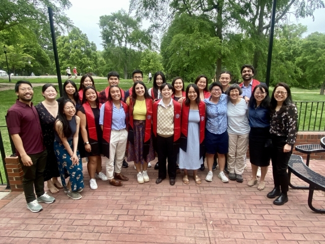 Group of students with graduation regalia