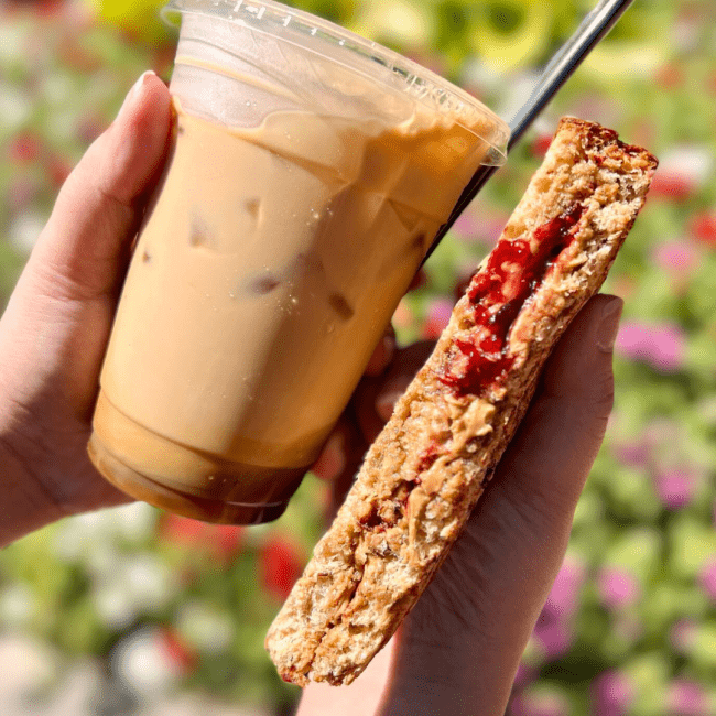 iced coffee and peanut butter and jelly