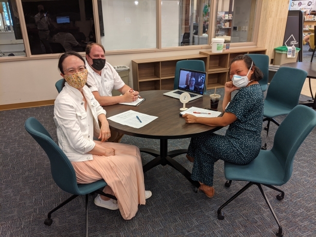 DeeP Collaborative Faculty Members Rachel Pang (Religious Studies at Davidson  College), Robert Vander-Poppen (Classical Art and Archaeology at Rollins College, and Jessica Worl (Environmental Studies at Davidson College)