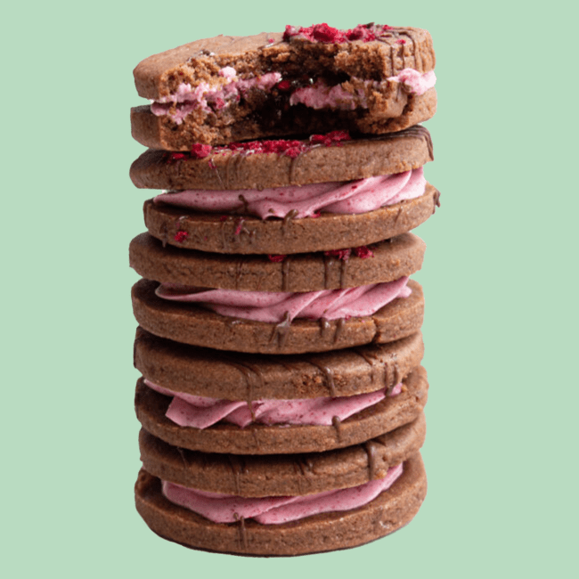 Stack of chocolate sandwich cookies
