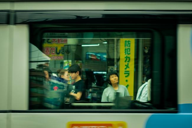 Photo through train window in Osaka