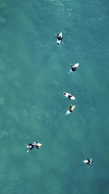 Surfers from above in Sydney