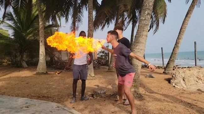 Person breathing fire in Ghana