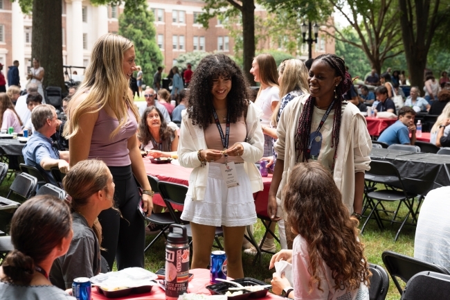 Three new friends at the orientation picnic