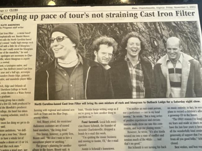 Newspaper clipping of Cast Iron Filter: "Keeping up pace of tour's not straining Cast Iron Filter"