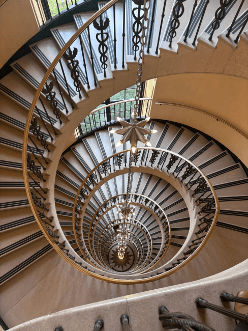 a fancy spiral staircase