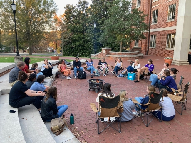 Mindfulness group outside of Alvarez College Union