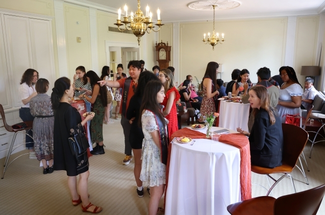 a celebration in a formal room