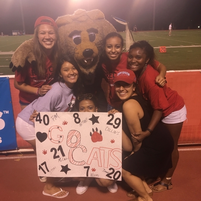 Harrell with Davidson girlfriends their freshman year