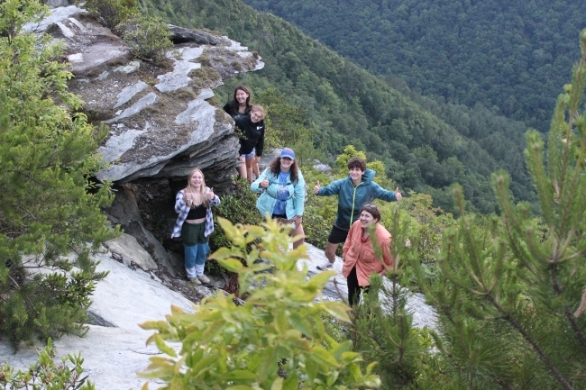 Sustainability Scholars on a hike on a mountain