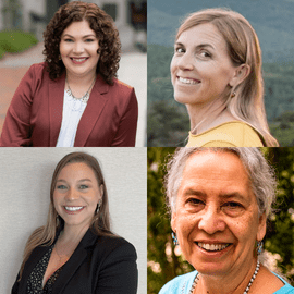 Rose Stremlau, Charles A. Dana Professor of History; Maria Whitehead ’95; Lydia Locklear Canty (Lumbee) and Dr. Wenonah G. Haire (Catawba)