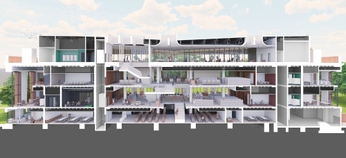 Rendering of the interior of the George Lawrence Abernethy Library