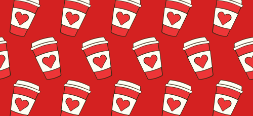 Coffee cups on a red background